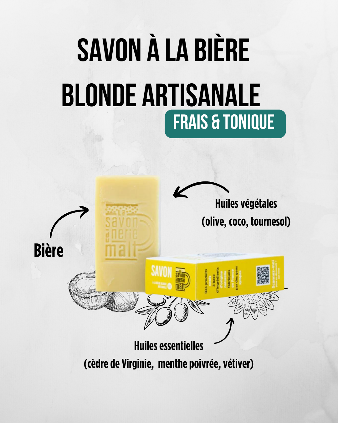 Savon à la bière blonde artisanale Bio - 100 gr.
