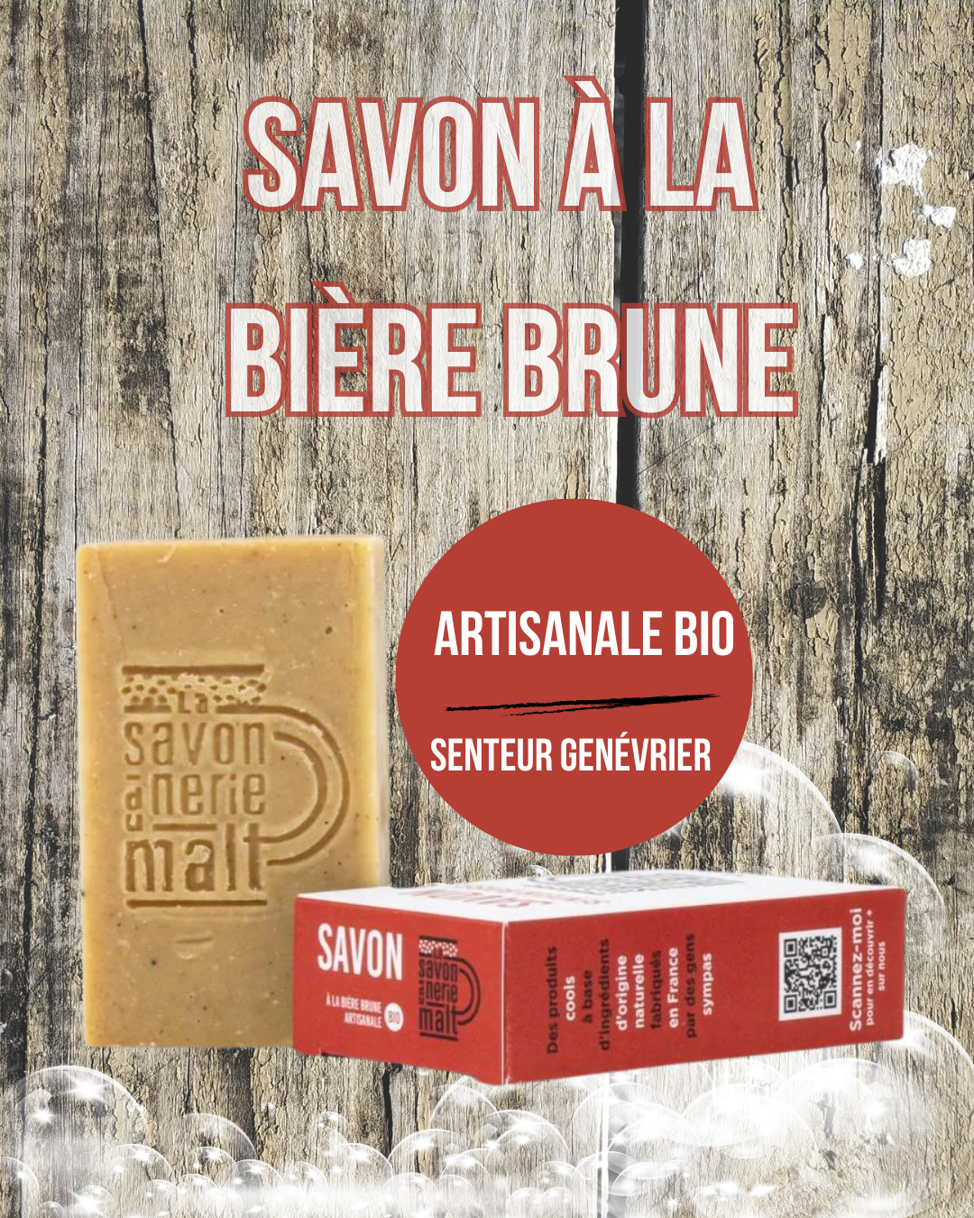 Savon à la bière brune artisanale Bio - 100 gr.