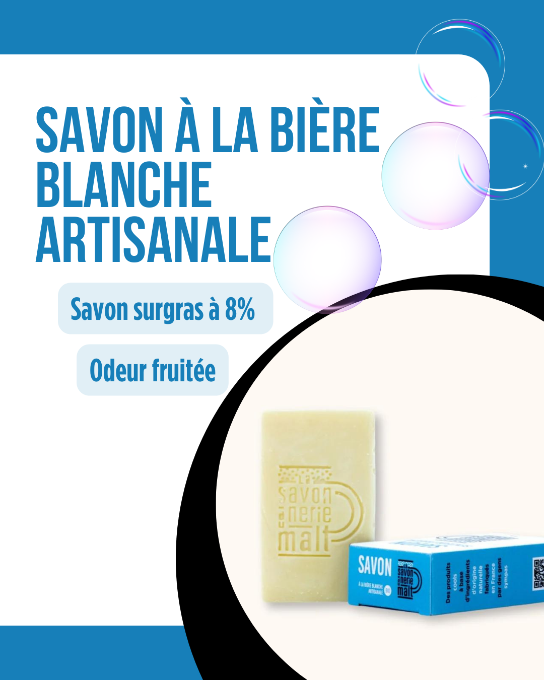 Savon à la bière blanche artisanale Bio - 100 gr.